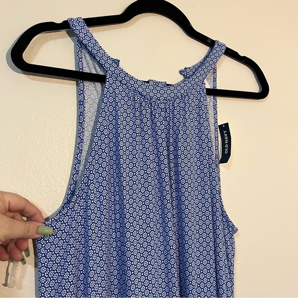 NWT Old Navy Blue and White Floral Patterned Maxi Dress Size Large Costal Beach - Picture 2 of 7